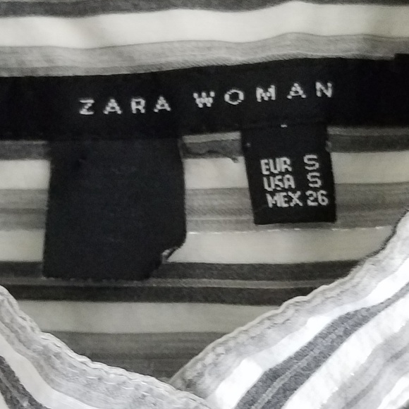 Zara Woman Striped Gray White Blouse - Picture 4 of 5